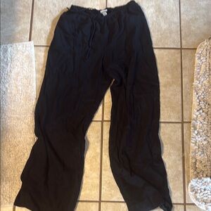 a. new. day. Black Linen Drawstring Waist Wide-Leg Pants XS Never Worn